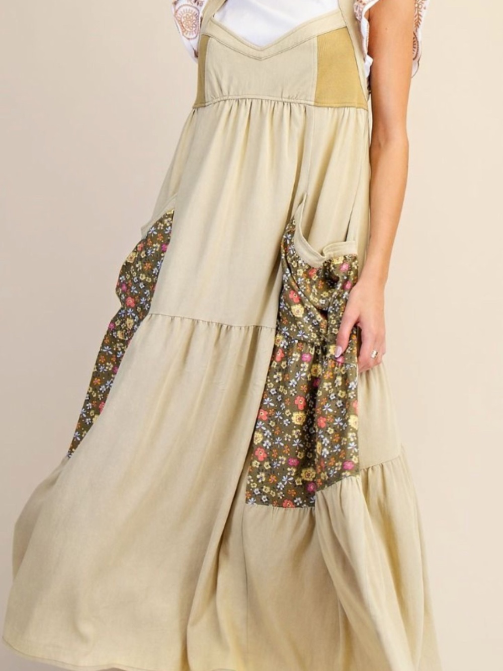 Easel Floral Print Pockets Jumper Maxi Dress - Picture 3 of 5